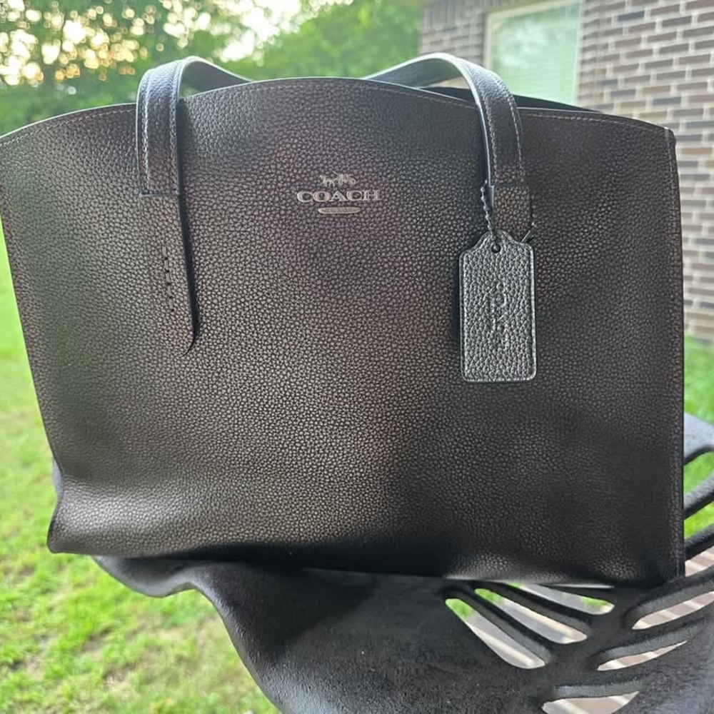 Coach Black Leather Tote Bag
